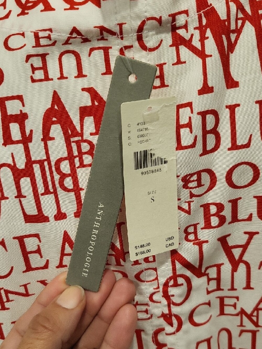 Anthropologie White Mini Dress with Rust Red Text Print - Picture 8 of 9